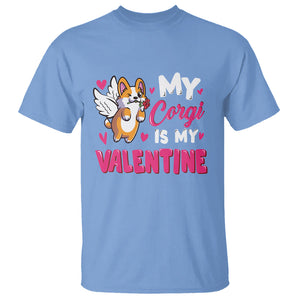 Valentine's Day T Shirt My Corgi Is My Valentine Cute Cupid Dog Rose TS09 Carolina Blue Printyourwear