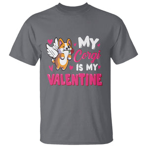 Valentine's Day T Shirt My Corgi Is My Valentine Cute Cupid Dog Rose TS09 Charcoal Printyourwear