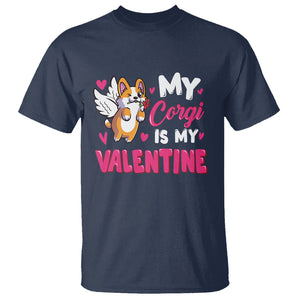 Valentine's Day T Shirt My Corgi Is My Valentine Cute Cupid Dog Rose TS09 Navy Printyourwear