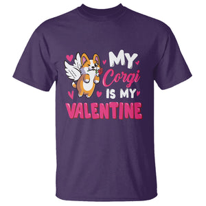 Valentine's Day T Shirt My Corgi Is My Valentine Cute Cupid Dog Rose TS09 Purple Printyourwear