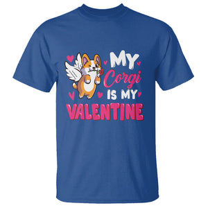 Valentine's Day T Shirt My Corgi Is My Valentine Cute Cupid Dog Rose TS09 Royal Blue Printyourwear