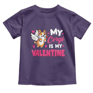 Valentine's Day Toddler T Shirt My Corgi Is My Valentine Cute Cupid Dog Rose TS09 Purple Print Your Wear