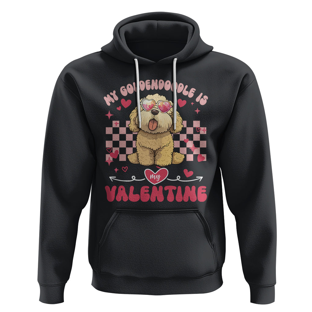 Valentine's Day Hoodie My Goldendoodle Is My Valentine Cute Dog Heart Sunglass TS09 Black Printyourwear