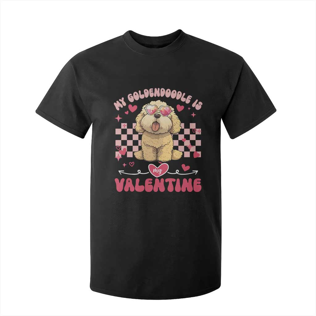 Valentine's Day T Shirt For Kid My Goldendoodle Is My Valentine Cute Dog Heart Sunglass TS09 Black Print Your Wear