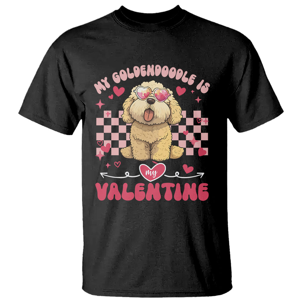 Valentine's Day T Shirt My Goldendoodle Is My Valentine Cute Dog Heart Sunglass TS09 Black Printyourwear