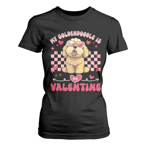 Valentine's Day T Shirt For Women My Goldendoodle Is My Valentine Cute Dog Heart Sunglass TS09 Black Print Your Wear