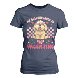 Valentine's Day T Shirt For Women My Goldendoodle Is My Valentine Cute Dog Heart Sunglass TS09 Navy Print Your Wear