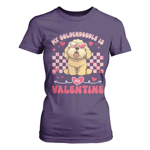 Valentine's Day T Shirt For Women My Goldendoodle Is My Valentine Cute Dog Heart Sunglass TS09 Purple Print Your Wear