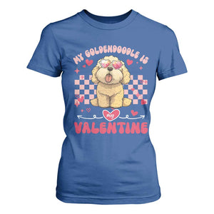 Valentine's Day T Shirt For Women My Goldendoodle Is My Valentine Cute Dog Heart Sunglass TS09 Royal Blue Print Your Wear