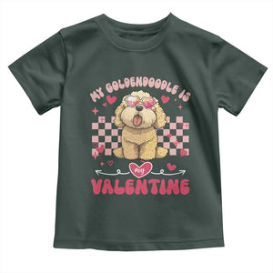 Valentine's Day Toddler T Shirt My Goldendoodle Is My Valentine Cute Dog Heart Sunglass TS09 Dark Forest Green Print Your Wear