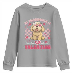 Valentine's Day Youth Sweatshirt My Goldendoodle Is My Valentine Cute Dog Heart Sunglass TS09 Sport Gray Print Your Wear