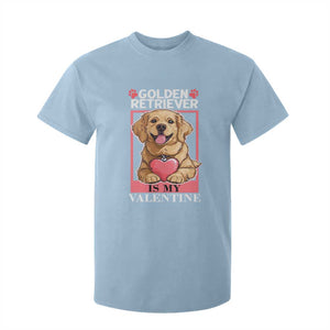 Valentine's Day T Shirt For Kid My Golden Retriever Is My Valentine Cute Dog Heart TS09 Light Blue Print Your Wear