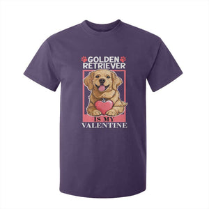 Valentine's Day T Shirt For Kid My Golden Retriever Is My Valentine Cute Dog Heart TS09 Purple Print Your Wear