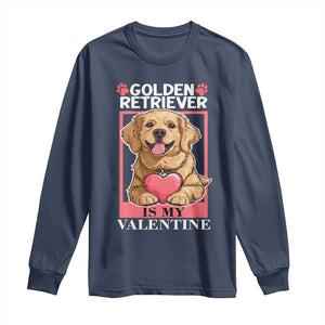 Valentine's Day Long Sleeve Shirt My Golden Retriever Is My Valentine Cute Dog Heart TS09 Navy Print Your Wear