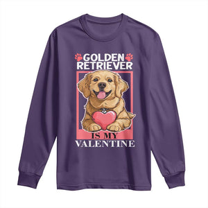 Valentine's Day Long Sleeve Shirt My Golden Retriever Is My Valentine Cute Dog Heart TS09 Purple Print Your Wear