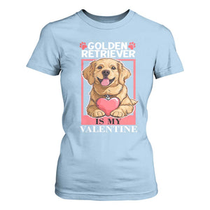 Valentine's Day T Shirt For Women My Golden Retriever Is My Valentine Cute Dog Heart TS09 Light Blue Print Your Wear