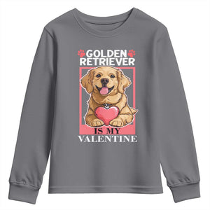 Valentine's Day Youth Sweatshirt My Golden Retriever Is My Valentine Cute Dog Heart TS09 Charcoal Print Your Wear