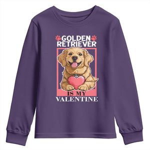 Valentine's Day Youth Sweatshirt My Golden Retriever Is My Valentine Cute Dog Heart TS09 Purple Print Your Wear