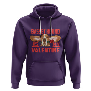 Valentine's Day Hoodie Basset Hound Is My Valentine Funny Dog Rose TS09 Purple Printyourwear