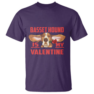 Valentine's Day T Shirt Basset Hound Is My Valentine Funny Dog Rose TS09 Purple Printyourwear