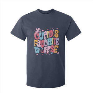 Valentine's Day T Shirt For Kid Retro Groovy Cupids Favorite Nurse TS09 Navy Print Your Wear