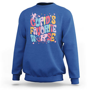 Valentine's Day Sweatshirt Retro Groovy Cupids Favorite Nurse TS09 Royal Blue Printyourwear