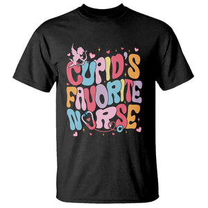 Valentine's Day T Shirt Retro Groovy Cupids Favorite Nurse TS09 Black Printyourwear