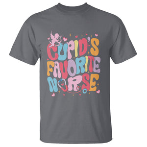 Valentine's Day T Shirt Retro Groovy Cupids Favorite Nurse TS09 Charcoal Printyourwear