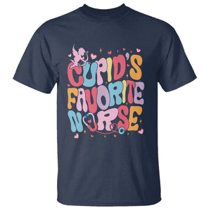 Valentine's Day T Shirt Retro Groovy Cupids Favorite Nurse TS09 Navy Printyourwear