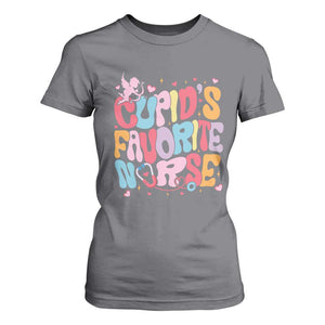 Valentine's Day T Shirt For Women Retro Groovy Cupids Favorite Nurse TS09 Charcoal Print Your Wear