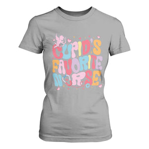 Valentine's Day T Shirt For Women Retro Groovy Cupids Favorite Nurse TS09 Sport Gray Print Your Wear