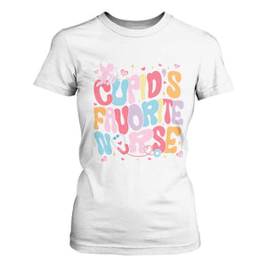 Valentine's Day T Shirt For Women Retro Groovy Cupids Favorite Nurse TS09 White Print Your Wear