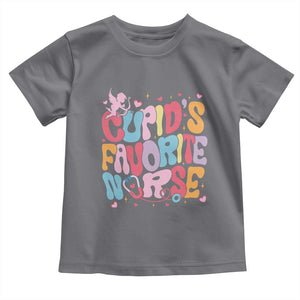 Valentine's Day Toddler T Shirt Retro Groovy Cupids Favorite Nurse TS09 Charcoal Print Your Wear