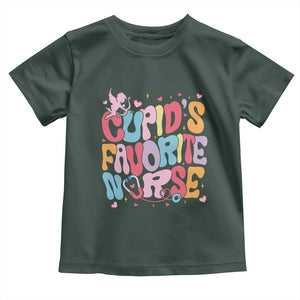 Valentine's Day Toddler T Shirt Retro Groovy Cupids Favorite Nurse TS09 Dark Forest Green Print Your Wear