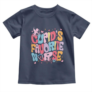 Valentine's Day Toddler T Shirt Retro Groovy Cupids Favorite Nurse TS09 Navy Print Your Wear