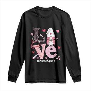 Valentine's Day Long Sleeve Shirt LOVE Nurse Squad Cute Gnome TS09 Black Print Your Wear