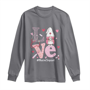 Valentine's Day Long Sleeve Shirt LOVE Nurse Squad Cute Gnome TS09 Charcoal Print Your Wear