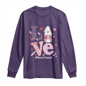 Valentine's Day Long Sleeve Shirt LOVE Nurse Squad Cute Gnome TS09 Purple Print Your Wear