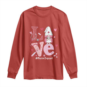 Valentine's Day Long Sleeve Shirt LOVE Nurse Squad Cute Gnome TS09 Red Print Your Wear