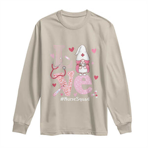 Valentine's Day Long Sleeve Shirt LOVE Nurse Squad Cute Gnome TS09 Sand Print Your Wear