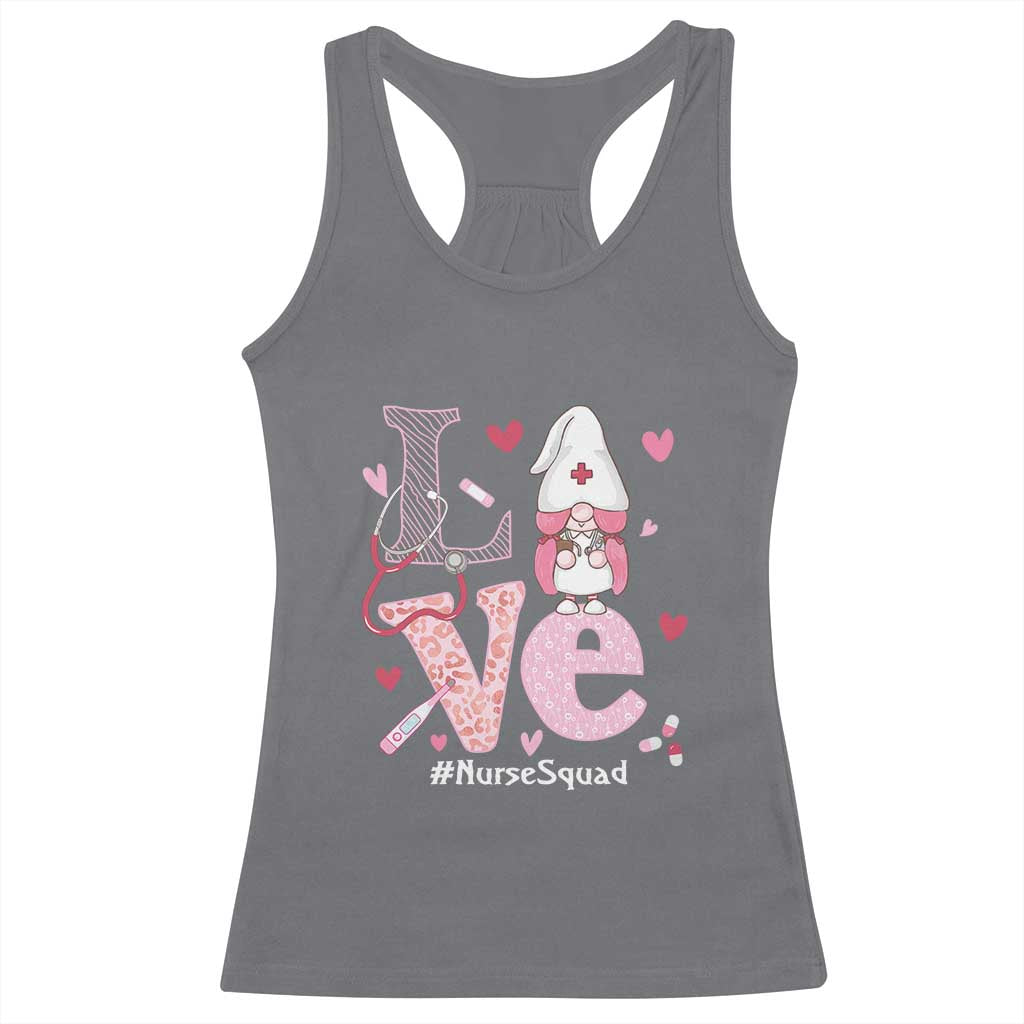 Valentine's Day Racerback Tank Top LOVE Nurse Squad Cute Gnome TS09 Charcoal Print Your Wear