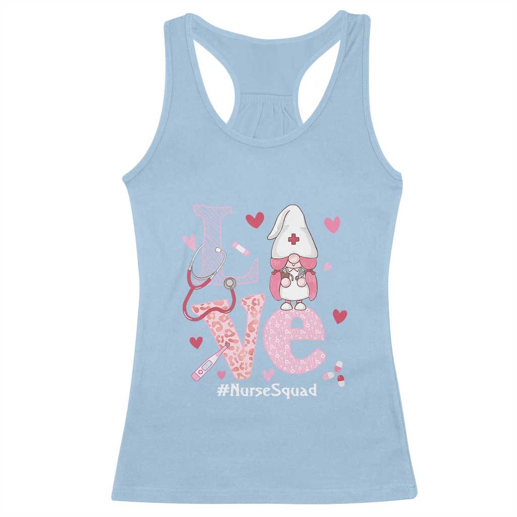 Valentine's Day Racerback Tank Top LOVE Nurse Squad Cute Gnome TS09 Light Blue Print Your Wear