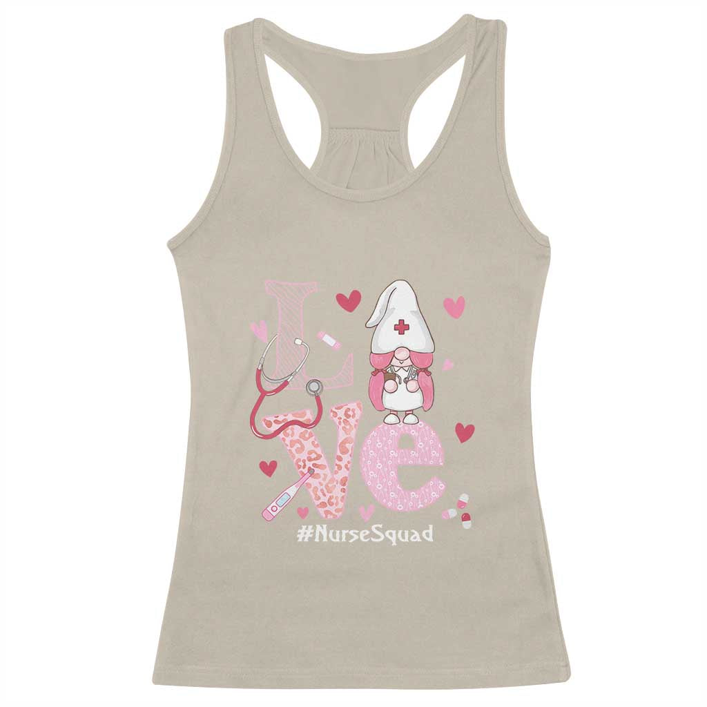 Valentine's Day Racerback Tank Top LOVE Nurse Squad Cute Gnome TS09 Sand Print Your Wear