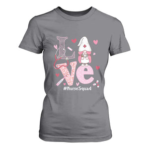 Valentine's Day T Shirt For Women LOVE Nurse Squad Cute Gnome TS09 Charcoal Print Your Wear