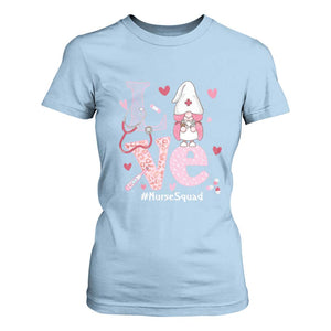 Valentine's Day T Shirt For Women LOVE Nurse Squad Cute Gnome TS09 Light Blue Print Your Wear