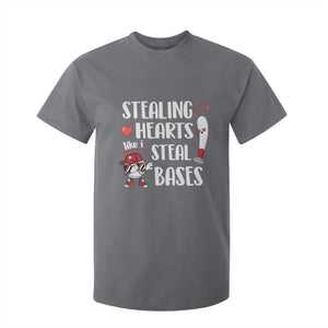 Valentine's Day T Shirt For Kid Stealing Hearts Like I Steal Bases Funny Baseball TS09 Charcoal Print Your Wear