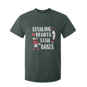 Valentine's Day T Shirt For Kid Stealing Hearts Like I Steal Bases Funny Baseball TS09 Dark Forest Green Print Your Wear