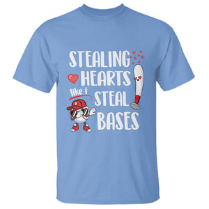 Valentine's Day T Shirt Stealing Hearts Like I Steal Bases Funny Baseball TS09 Carolina Blue Printyourwear