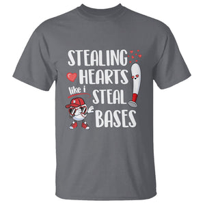 Valentine's Day T Shirt Stealing Hearts Like I Steal Bases Funny Baseball TS09 Charcoal Printyourwear