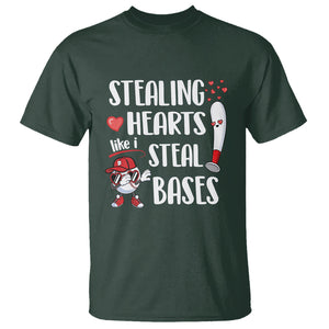 Valentine's Day T Shirt Stealing Hearts Like I Steal Bases Funny Baseball TS09 Dark Forest Green Printyourwear